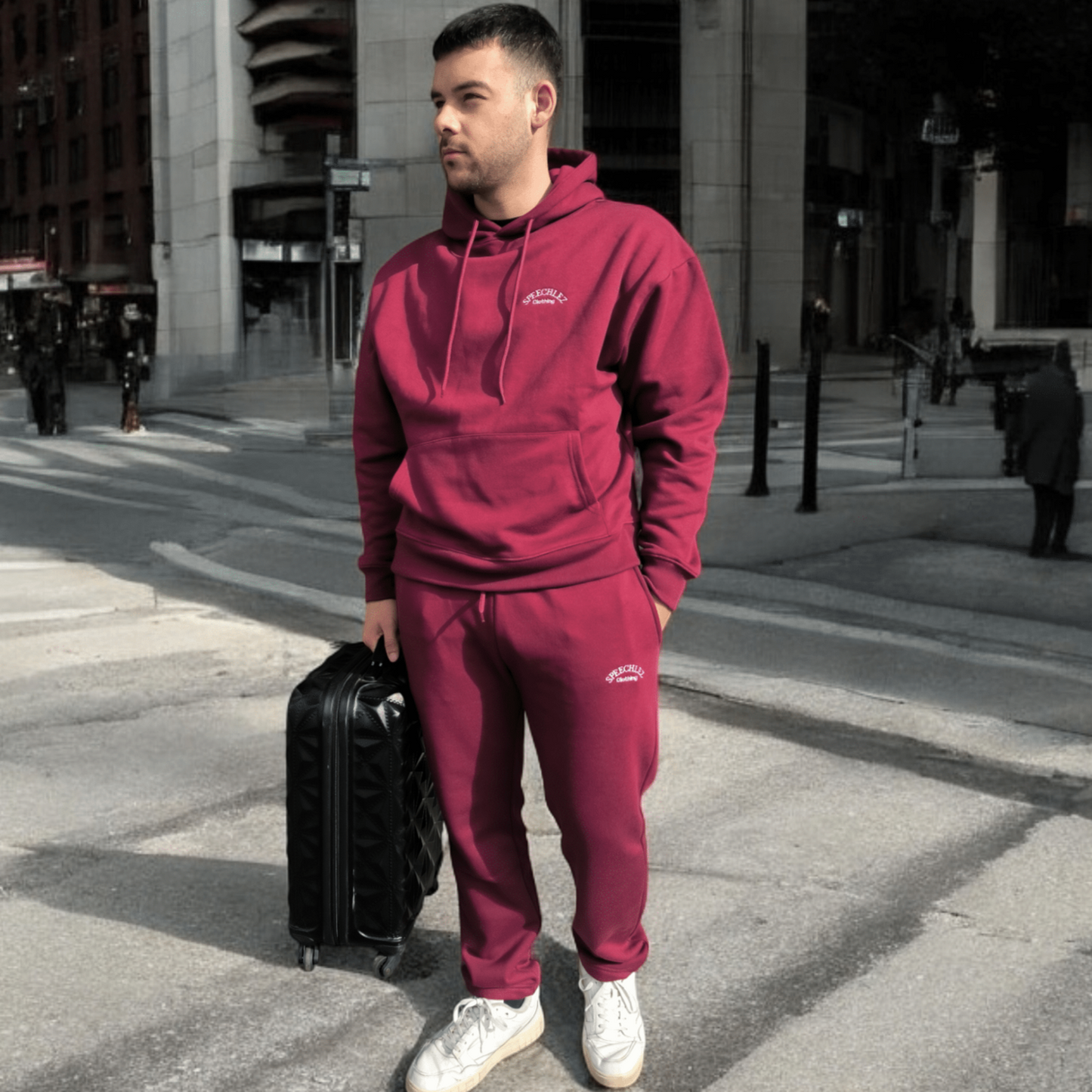 Men Red Wanderlust Hoodie - Speechlez Clothing